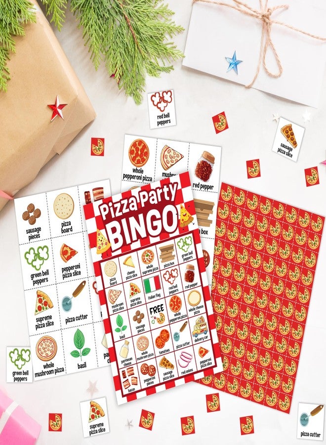 Mueddur Pizza Party Bingo Card, Pizza Bingo Set for Adults Large Group Family Friends, Sleepover Party Game, Gourmet Food Bingo Kit for Birthday, Holiday Games for 24 Players -05 - Image 3